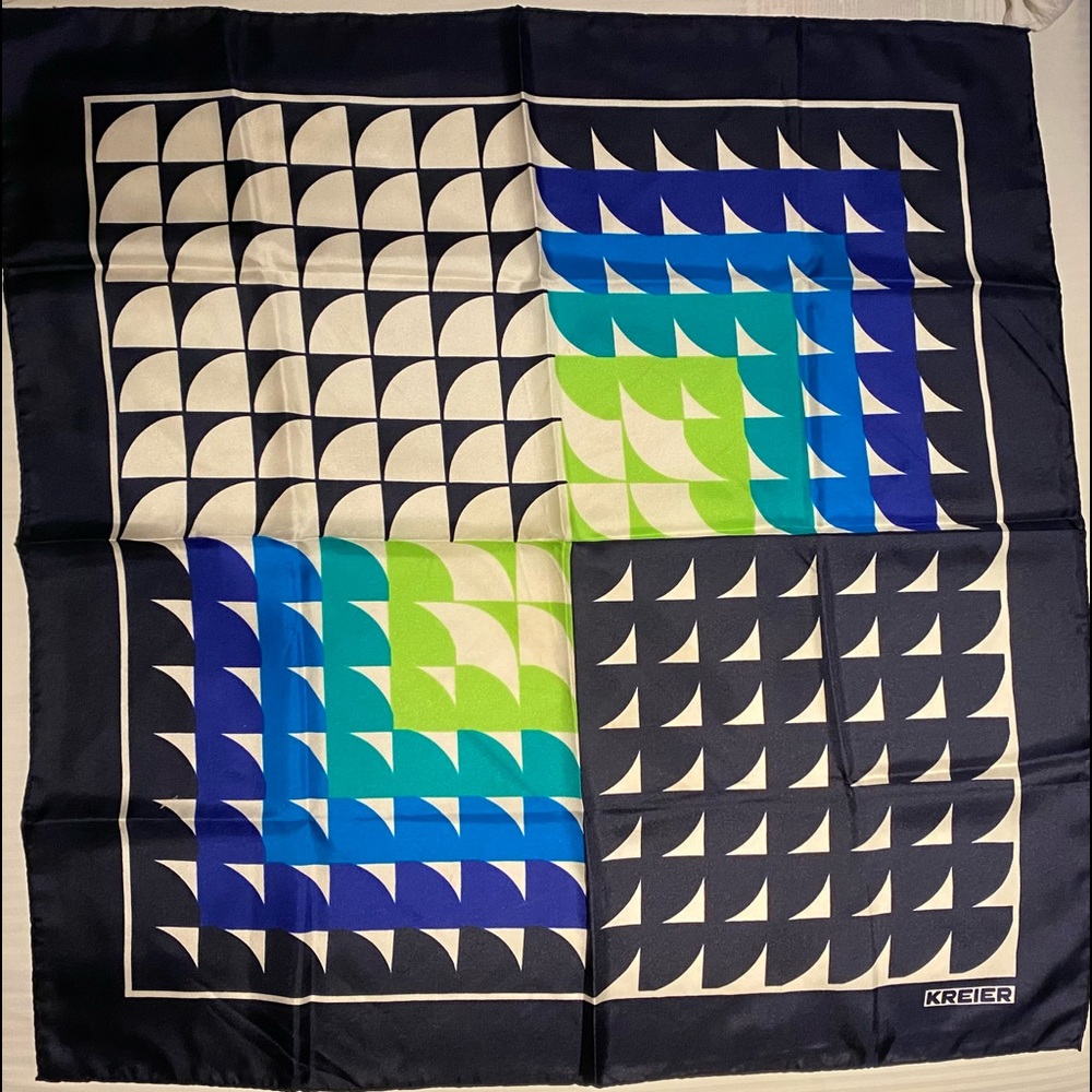 Kreier multicolor geometric silk scarf